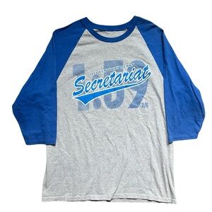 Vintage - Kentucky Derby Secretariat Ringer Baseball T-Shirt - Gray Medium